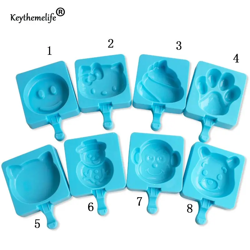 

1pcs DIY Ice Cream Tools Popsicle Ice Cream Popsicle Mold Hello kitty/Snowman/Bear Silicone Ice molds B5