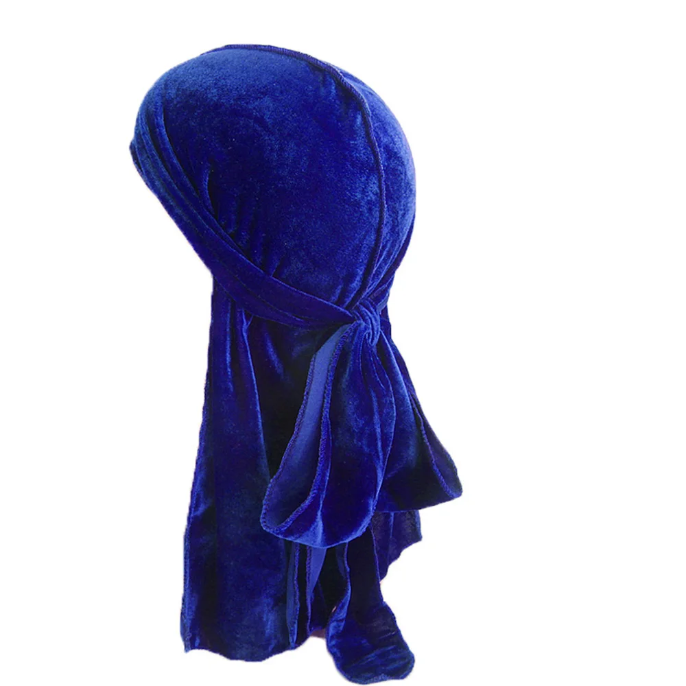 Бархатная мужская шапка-тюрбан Durag, женские головные уборы, дышащие аксессуары в стиле хип-хоп - Цвет: Королевский синий