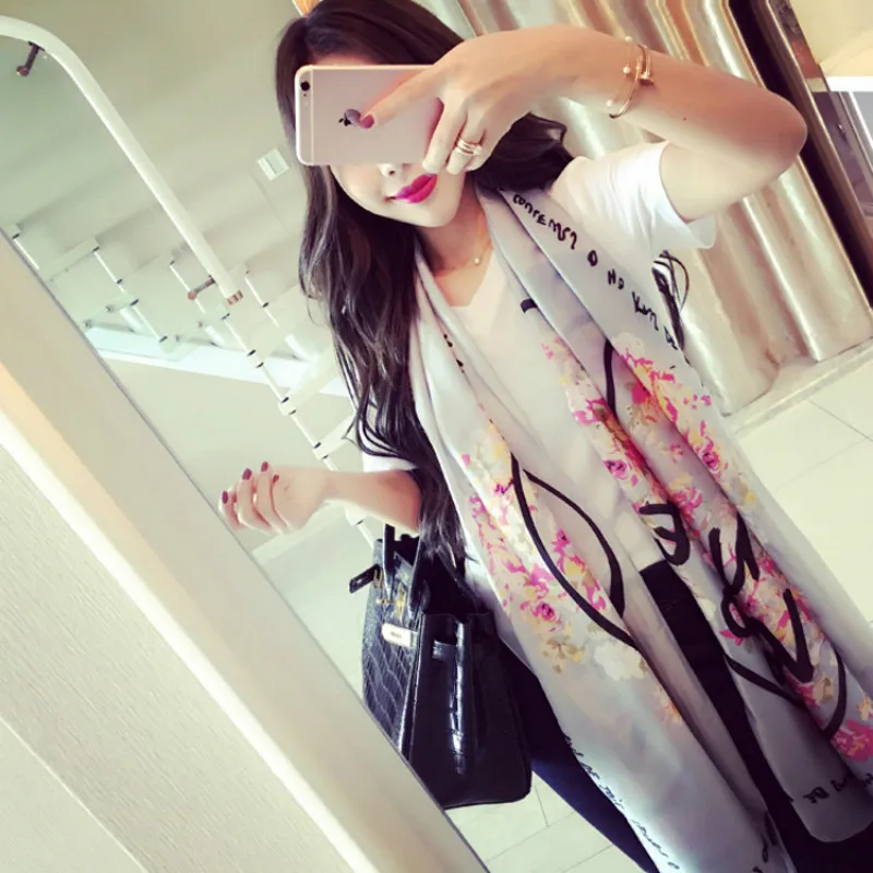 

Women Fashion Scarf Korean Version Thin Summer Sun Protection Shawl Dual-purpose Outside Travel Seaside Beach Towel Tippet H3052