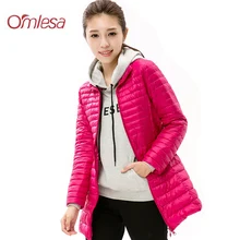 OMLESA длинный ультра легкий пуховик женский осенне-зимнее пальто Тонкий теплый тонкий пуховик женский пуховик YR4048
