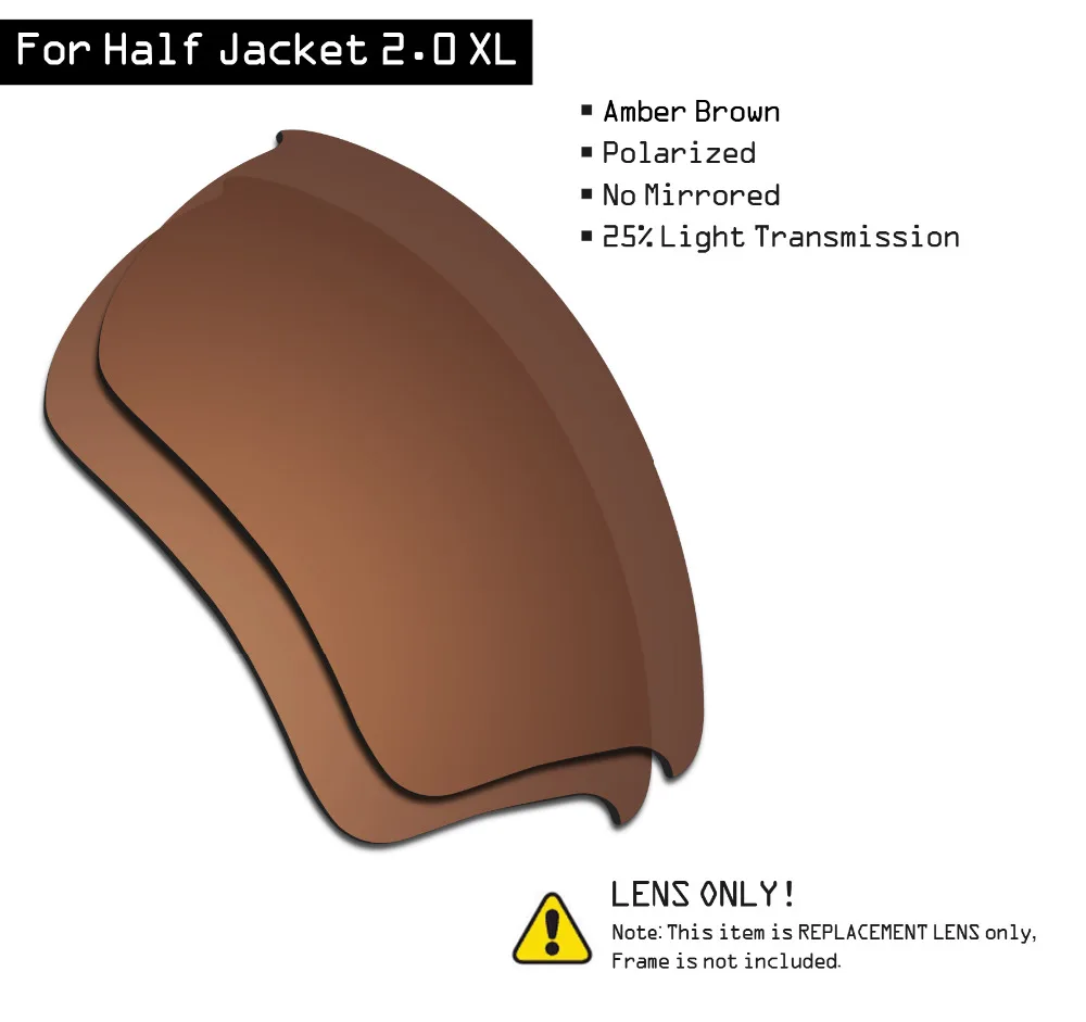 SmartVLT Polarized Sunglasses Replacement Lenses for Oakley Half Jacket 2.0 XL - Amber Brown