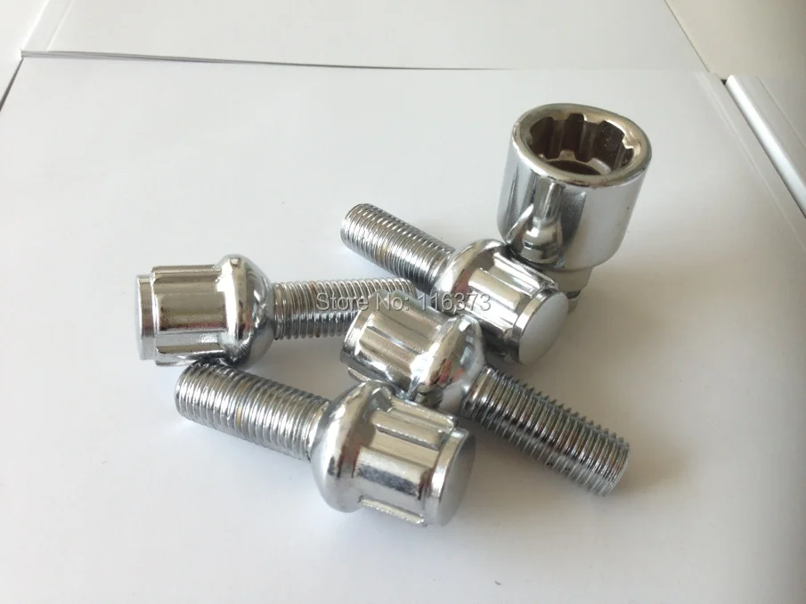 4pcs Steel Anti theft M12X1.5 Ball Seat Car Wheel Lock Locking Nuts
