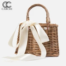 CARCHI Соломенная женская сумка пляжная сумка для отдыха женская корзина сумка плетеная Сумка из ротанга женские плетеные Сумка-корзинка