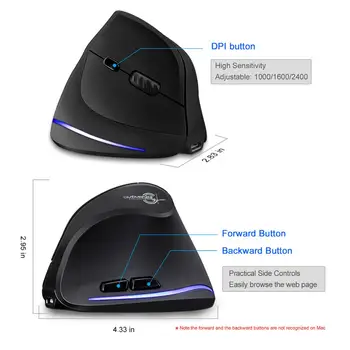 Lefon Vertical Wireless Mouse Game Rechargeable Ergonomic Mouse RGB Optical USB Mice For Windows Mac