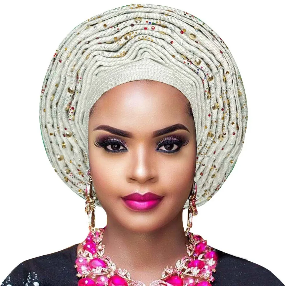 Aso oke gele Африканский головной убор нигерийский Авто геле женский свадебный тюрбан