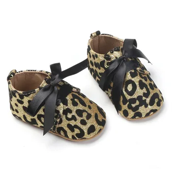 

HONGTEYA bling Glitter Girls shoes Baby First walkers Crib shoes Newborn Sequins Toddler soft sole Leopard Baby lace-up shoes