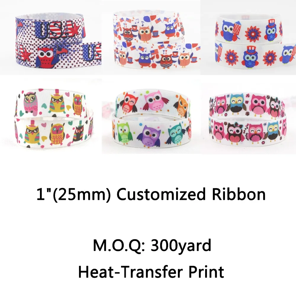 

[IuBuFiGo] 1"(25mm) Grosgrain Printed Customized Logo Ribbon As You Want 300yard /lot