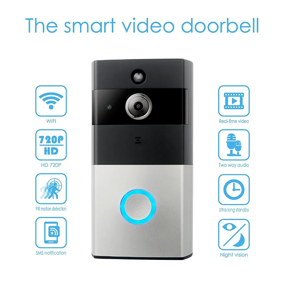 

LESHP Wifi Video Doorbell Wireless 1.0MP HD Camera Night Vision Two-way Audio Intercom Waterproof PIR Motion Detection Doorbell