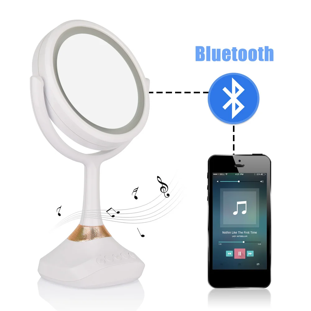 

1pc New Bluetooth Music Multifunction Mirror 5X Magnifying Bathroom Cosmetic LED Mirror Makeup for Tabletop Bathroom Bedroom