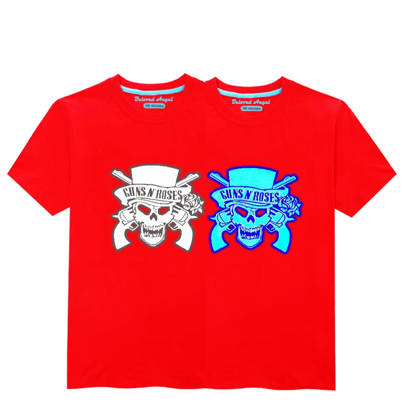 Детская футболка с люминесцентными черепами; детская футболка; Светящиеся в темноте футболки для мальчиков и девочек; летняя одежда; одежда для малышей