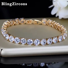BeaQueen 6 Цвет золото Цвет круглый, кубический цирконий с украшением в виде кристаллов для настольного тенниса Браслеты браслеты для невесты Свадебная вечеринка, ювелирное изделие, подарок B019