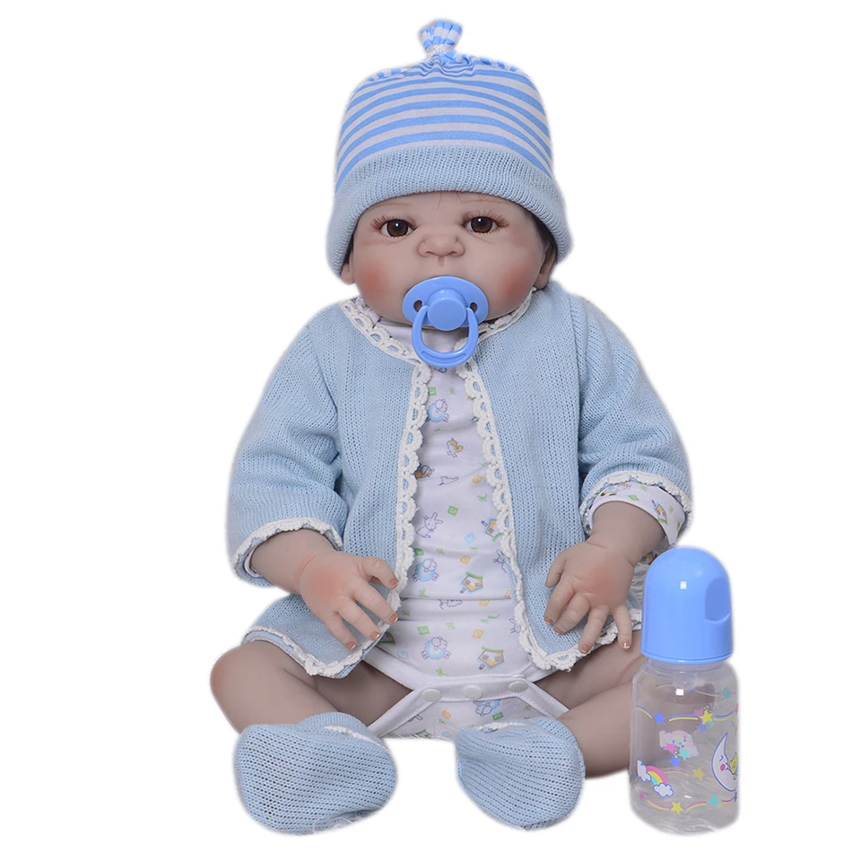 

56cm Full Body Silicone Reborn Baby Boy Dolls Toy Play House Lifelike Newborn Sleeping Babies Reborn Doll Bebe Soft Bath Toy