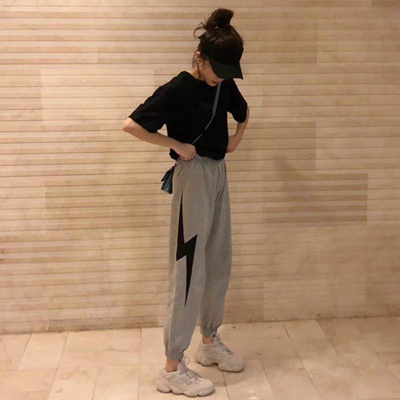 

Women's Pants Korean Punk Harajuku Ulzzang Summer Loose Sweatpants Hiphop Pants Female Cute Vintage Kawaii Trousers For Women
