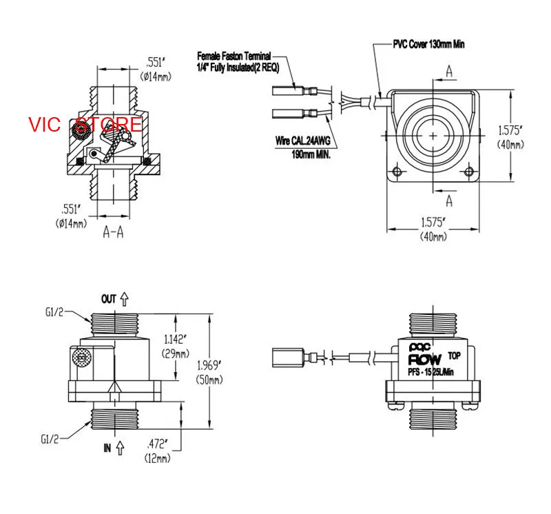 Вертикальный/горизонтальный магнитный датчик воды VC4050-G1-2 переключатель потока латунный переключатель потока воды