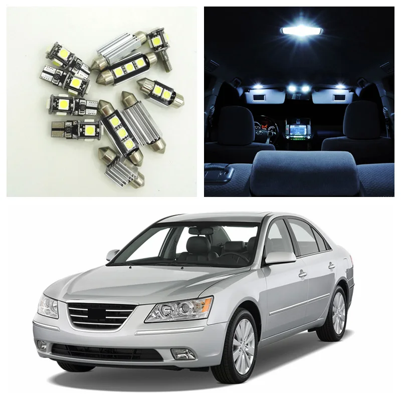 

9pcs Xenon White Car LED Light Bulbs Interior Package Kit For 2006-2010 Hyundai Sonata Map Dome Trunk License Plate Lamp