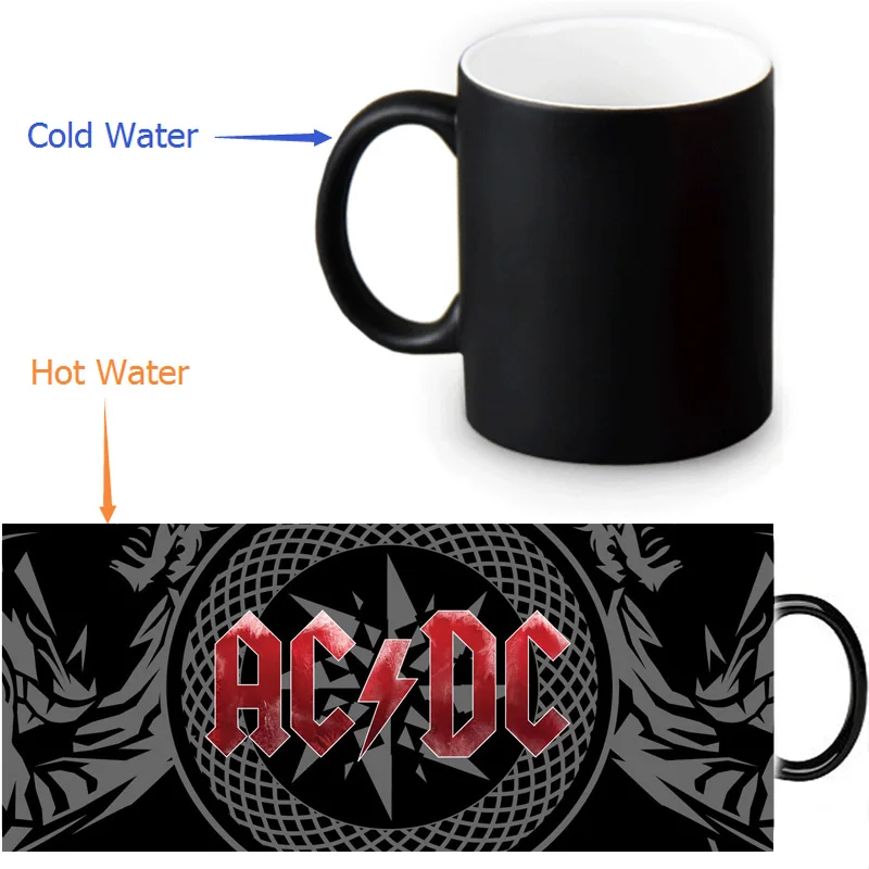 

AC&DC Mugs Heat Changing Color Tea Mug Transforming Black Magic Morphing Coffee Mug For Friend Gift 350ml