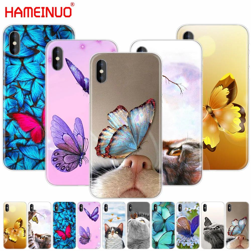 HAMEINUO чехол для сотового телефона с подставкой бабочкой на кошачьем носу iphone X 8 7 6 4
