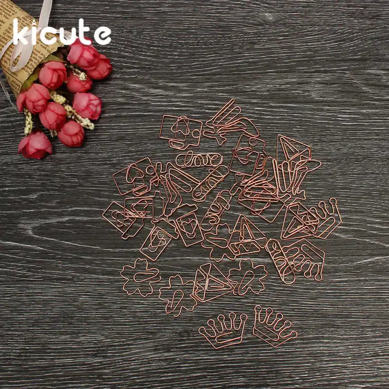 

Kicute 4Pcs/Lot New Arrival Cute Rose Gold Paper Clips Bookmark Handbook Accessories Stationery Paperclips For Multiple Suppies
