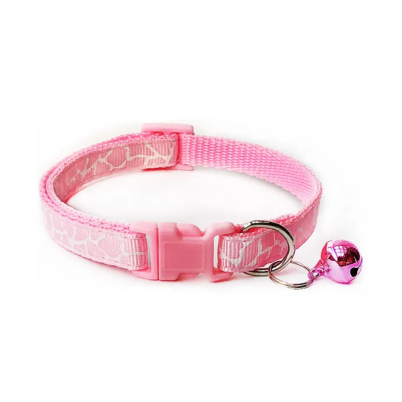Милый мультяшный любимец ошейник для щенка регулируемое ожерелье из полиэстера милое с принтом колокольчиков кошка ожерелье ошейник для собак поставка - Цвет: D Pink