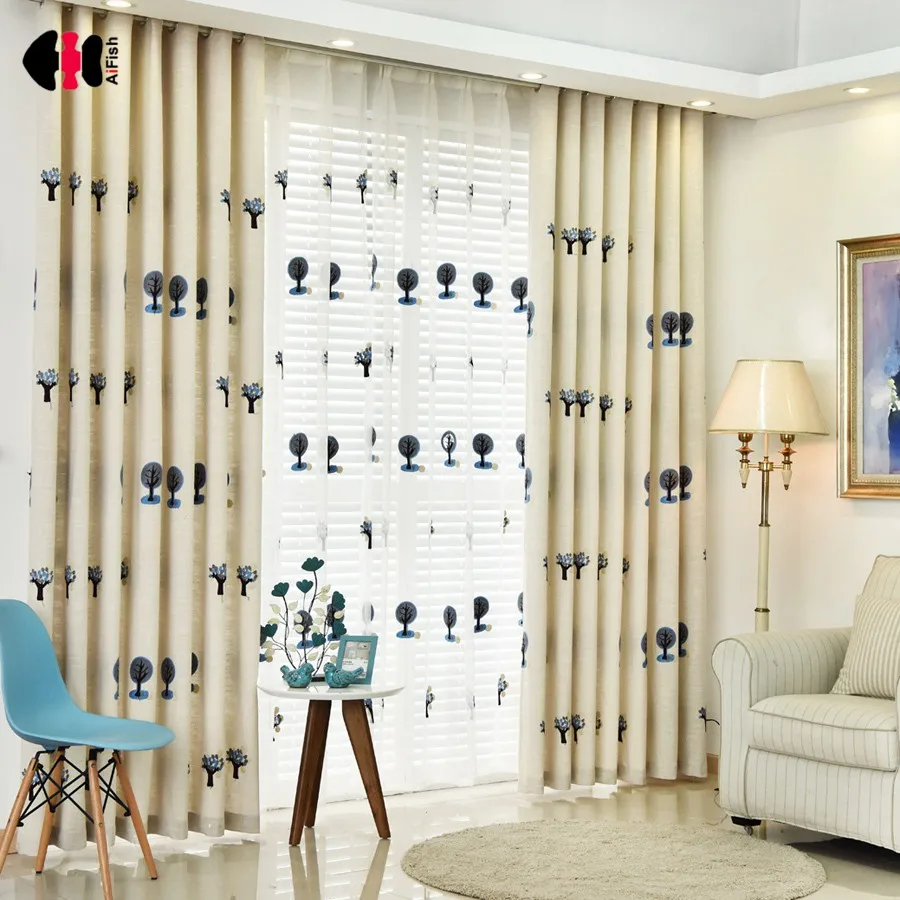 Árboles de dibujos animados cortinas para dormitorio algodón bordado toalla encanto lindo niños niñas ventana Cortina cortinas WP192C Árboles de dibujos animados cortinas para dormitorio algodón bordado toalla encanto lindo niños niñas ventana Cortina cortinas WP192C