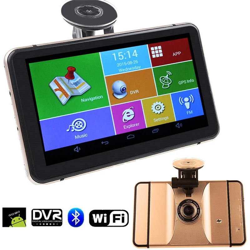 Автомобильный видеорегистратор 7 дюймовый Android GPS навигация Wi Fi Bluetooth 1080P с