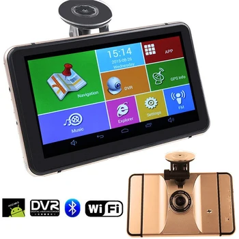

7 Inch Android GPS Navigation Wifi Bluetooth 1080P Car DVR With GPS Navigators Rearview Mirror Recorder DVR GPS Free Map Tourist