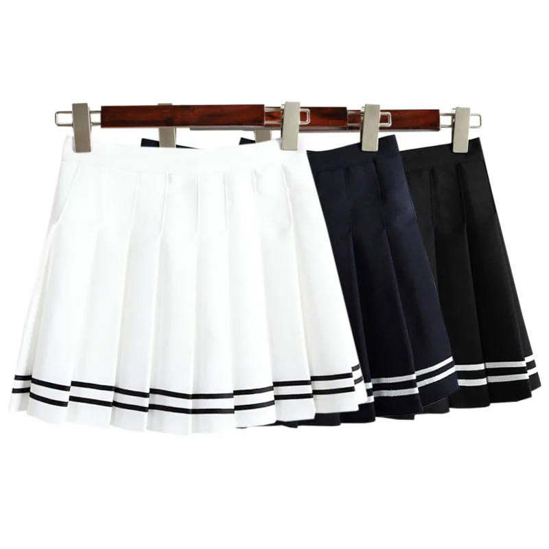 2018 Для женщин Kawaii Винтаж AA Высокая Талия Женская плиссированная юбка японский Harajuku Британский симпатичный стиль преппи юбки для Для женщин