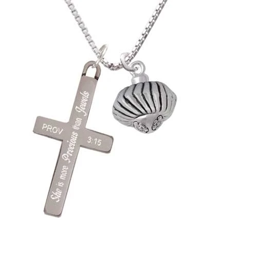 Large Angled Rope Spinner - She is More Precious - Cross Necklace (1)