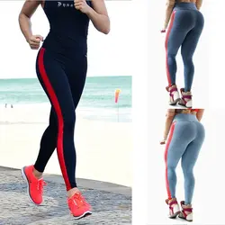 Оформление Для женщин Спортивные штаны в полоску с завышенной талией леггинсы Gym для фитнеса, йоги, бега бриджи для бега одежда mujer