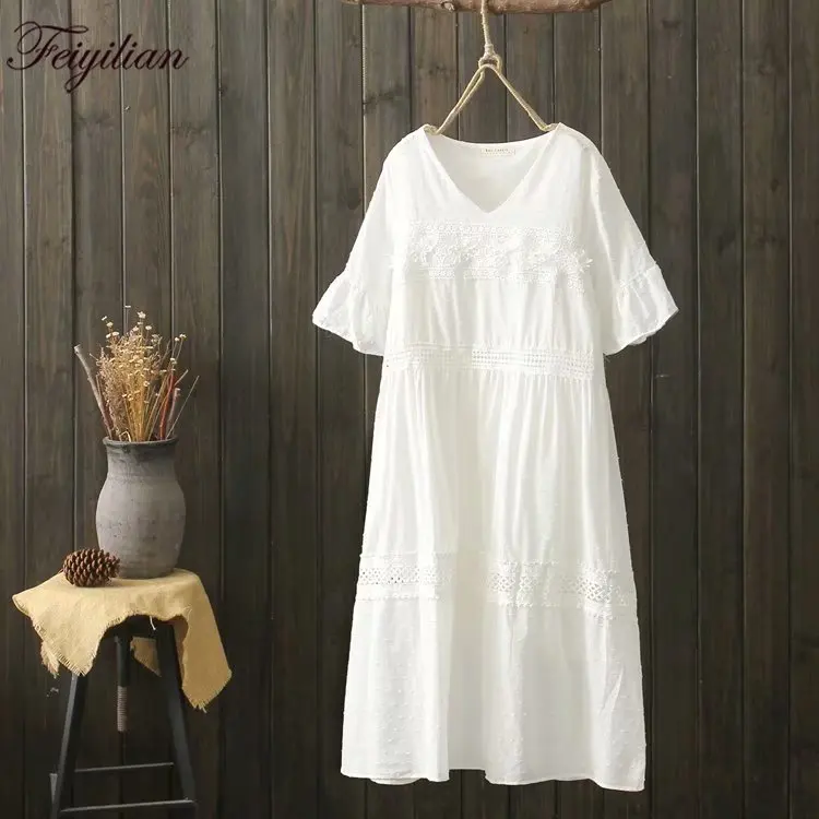 

New summer flocking double-decked cotton dress