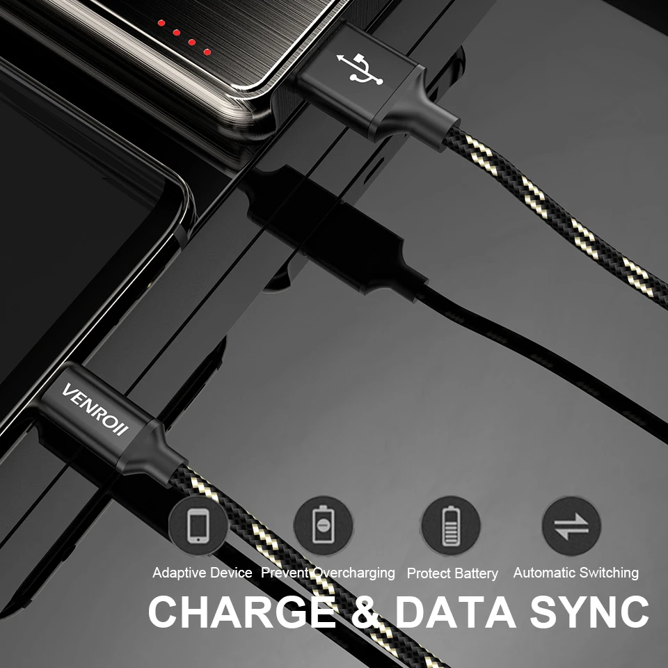 Venroii Micro USB кабель для samsung A7 S7 Xiaomi Redmi Note 5 6 Pro huawei Honor 8X9 мобильный телефон Быстрая Зарядка Синхронизация данных Kable