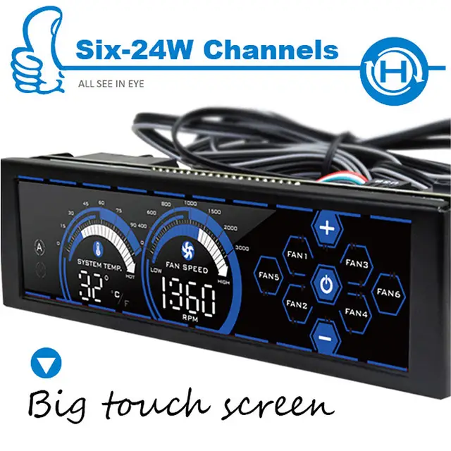 ALSEYE a 100L(B) Fan Controller, Blue Touch Screen 6 Channels Computer