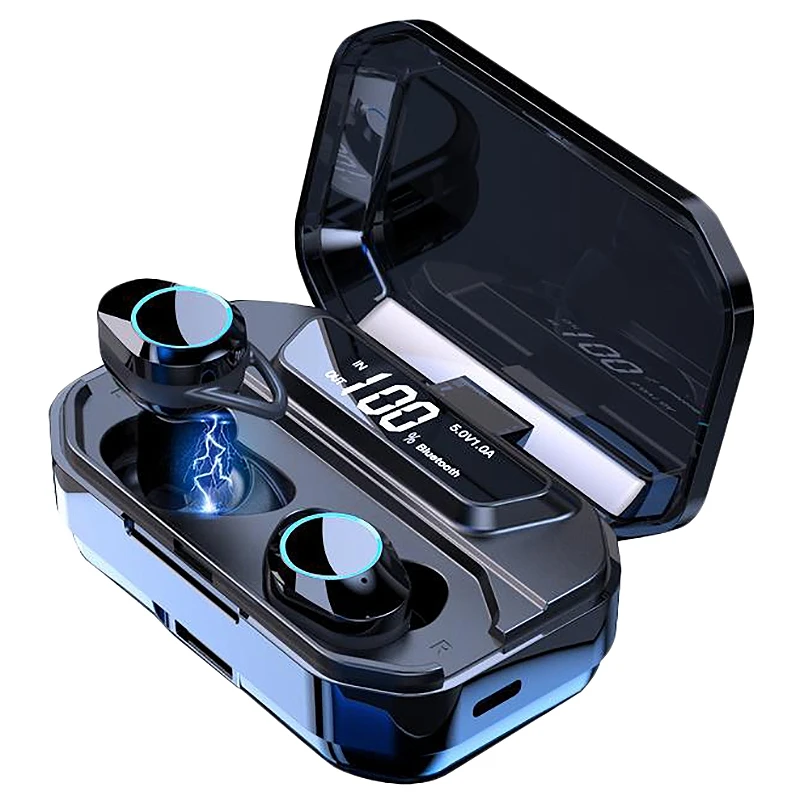 

G02 Tws Wireless Earphones 5.0 Bluetooth 9D Stereo Earphone Ipx7 Waterproof Earphones 3300Mah Led Smart Power Bank Phone Holde
