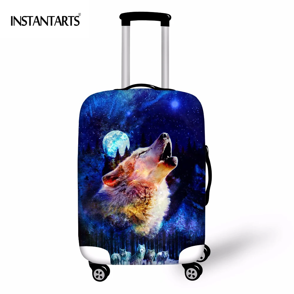 Instantarts 3D животных Волк Чемодан защитный Чехлы для мангала относятся к 18-30 дюймов чемодан Galaxy пространство небо печати упругой пыли дождевик