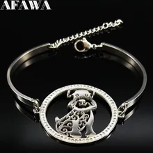 Модный Браслет-манжета из нержавеющей стали с кристаллами шнауцера, женские браслеты серебряного цвета, ювелирные изделия B18330