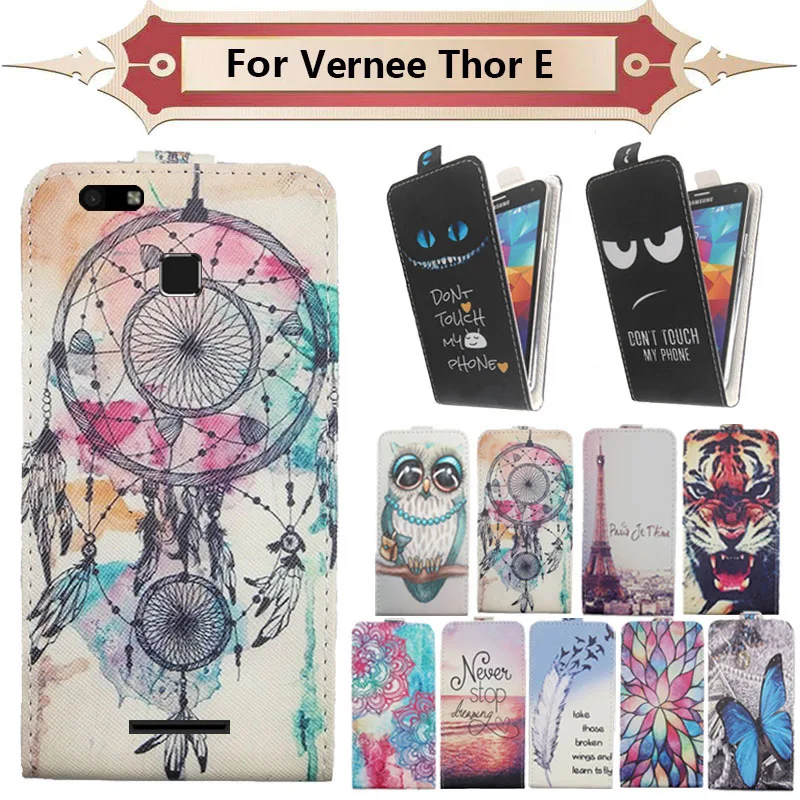 

Top Selling 11 Colors Cartoon Pattern Up and Down Flip PU Leather Case For Vernee Thor E