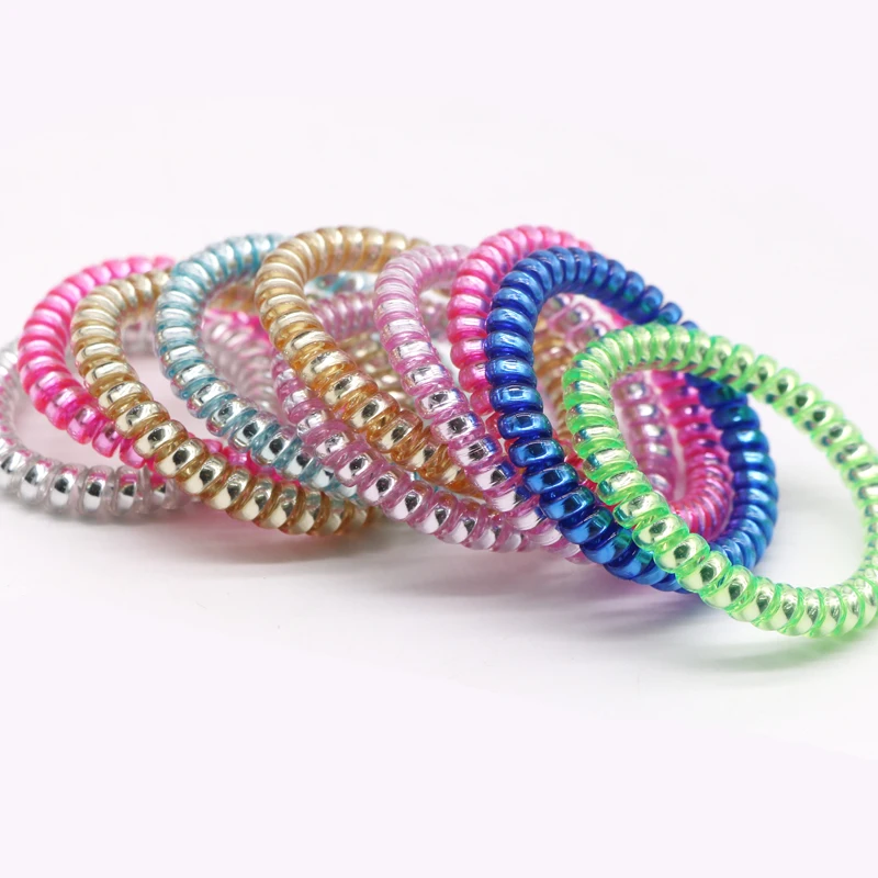 10Pcs Telephone Line Wire Elastic Hair Ring Girls Hair Ropes Candy Colors Hair Accessories for Women Random Color Rubber Ring