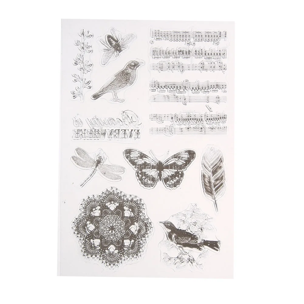 Винтажные прозрачные силиконовые прозрачные штампы для поделок скрапбукинга фотоальбом для создания открыток шаблон тиснение штамп лист