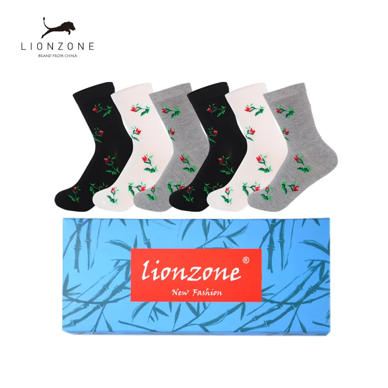 

Women Embroidering Flower Daily socks Funny Hygroscopic Antibacterial Breathable Daily Bamboo Girls Socks 6Pairs/Lot With Box