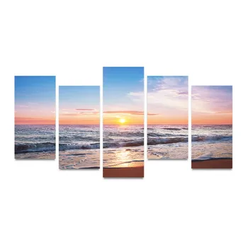 

Decor Tableau Wall Art Pictures Canvas 5 Panel Beautiful Sunrise Marine Landscape Modern HD Print Paintings Modular Posters Home