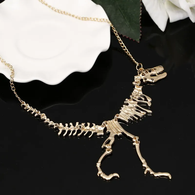 

Punk Dinosaur Skeleton Tyrannosaurus Zinc Alloy Necklace & Pendant 3 Colors Choker Necklace For Women Jewelry Statement Collar