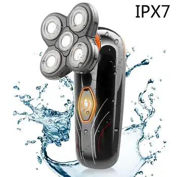 

USB Rechargeable Electric Shaver Waterproof Bald Head Shaving Machine 5 Floating Blades Beard Trimmer Professional Grooming Kit