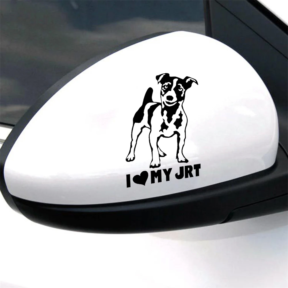 Виниловая наклейка "I Love My JRT" Джек Рассел Терьер Собака Щенок любовь 15,5x9,5 см