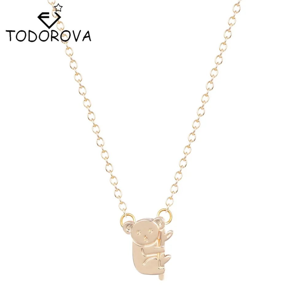 

Small Cute Koala Bear Branch Shaped Necklace for Women Animal Charm Pendant Gold Silver Simple Long Necklace Bijouterie China