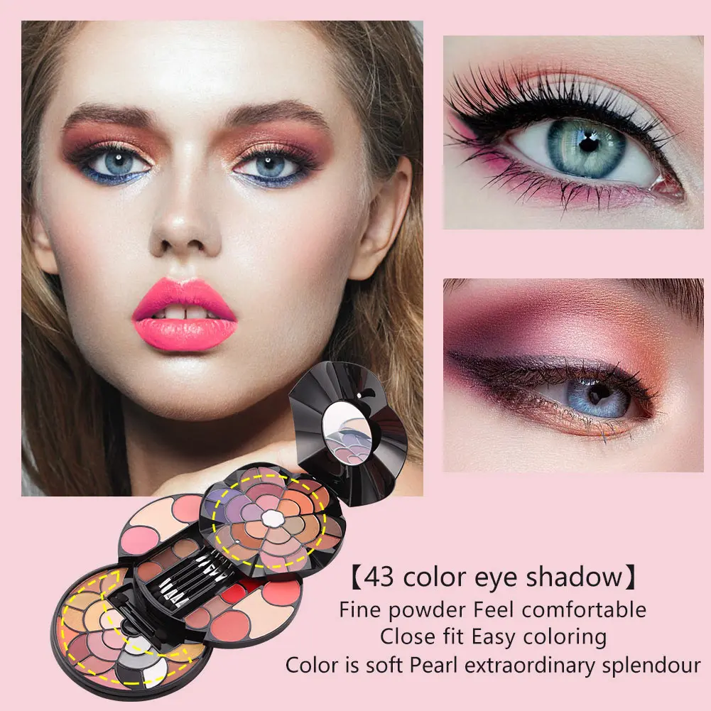 

Multifunctional Cosmetics Palette 43 Colors Eyeshadow with Blush Pressed Powder Kit Drop Ship