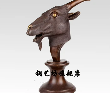 

15'' China Bronze Famous Feng Shui Twelve Zodiac Sheep Animal Head Statue
