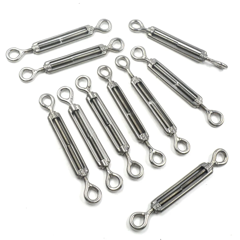Silver 304 Stainless Steel European Style Eye to Eye M5 Turnbuckles