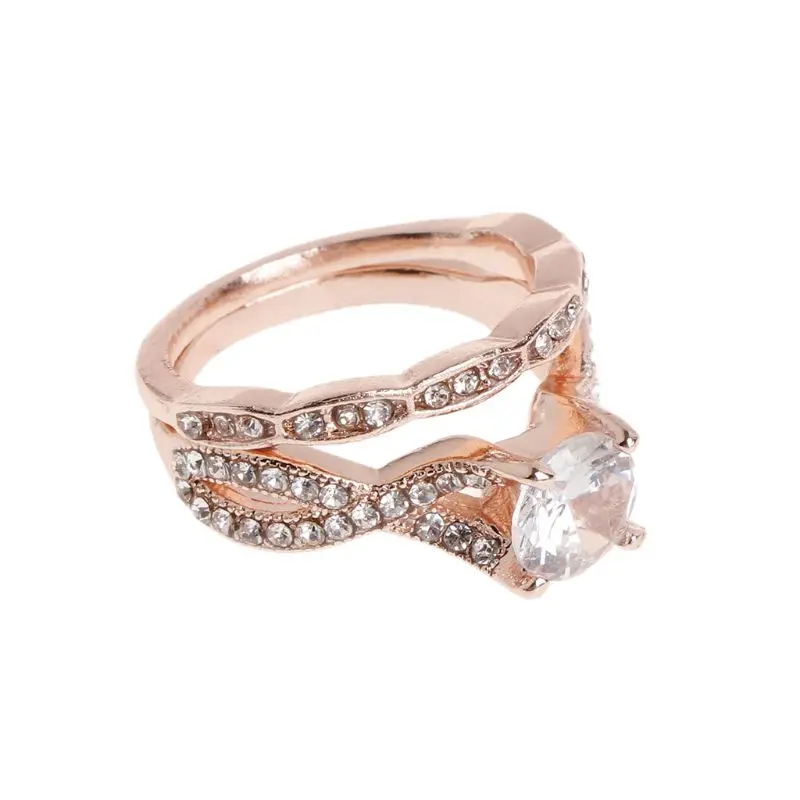 New Trendy Wedding Ring Women Jewelry Rose Gold Fashion Shiny High End