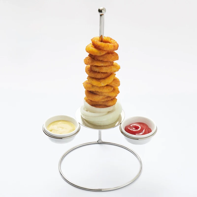 Onion Ring Tower 2 Holders Stainless steel Chicken Rack Holder Clipper Mil Donuts Brick Straps Spring Features Bread Tower