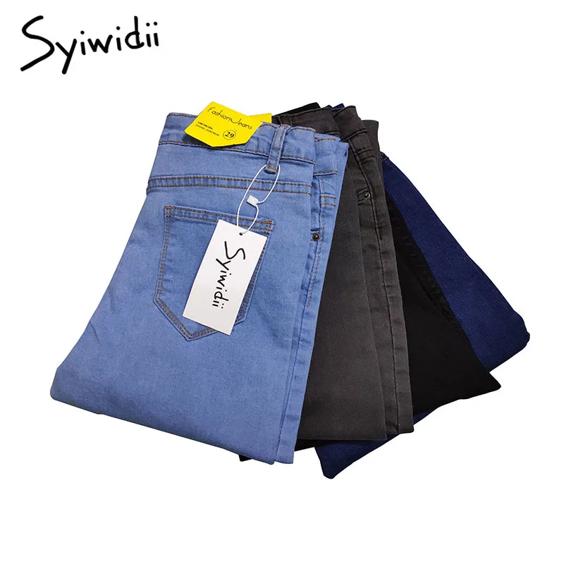Women jeans Plus Size High Waist Stretch Washed Skinny Jeans Woman Denim Pants 2019 Pencil Light Blue Gray Black hot sale